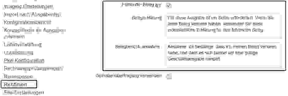 Eigenbeleg in Concur aktivieren